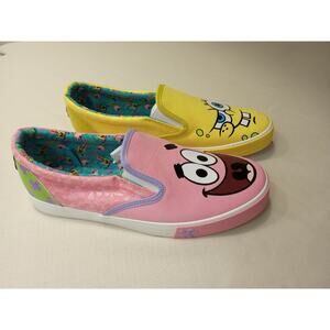 SpongeBob SquarePants & Patrick Star Adult 11 Canvas Shoes Yellow Pink Slip-On